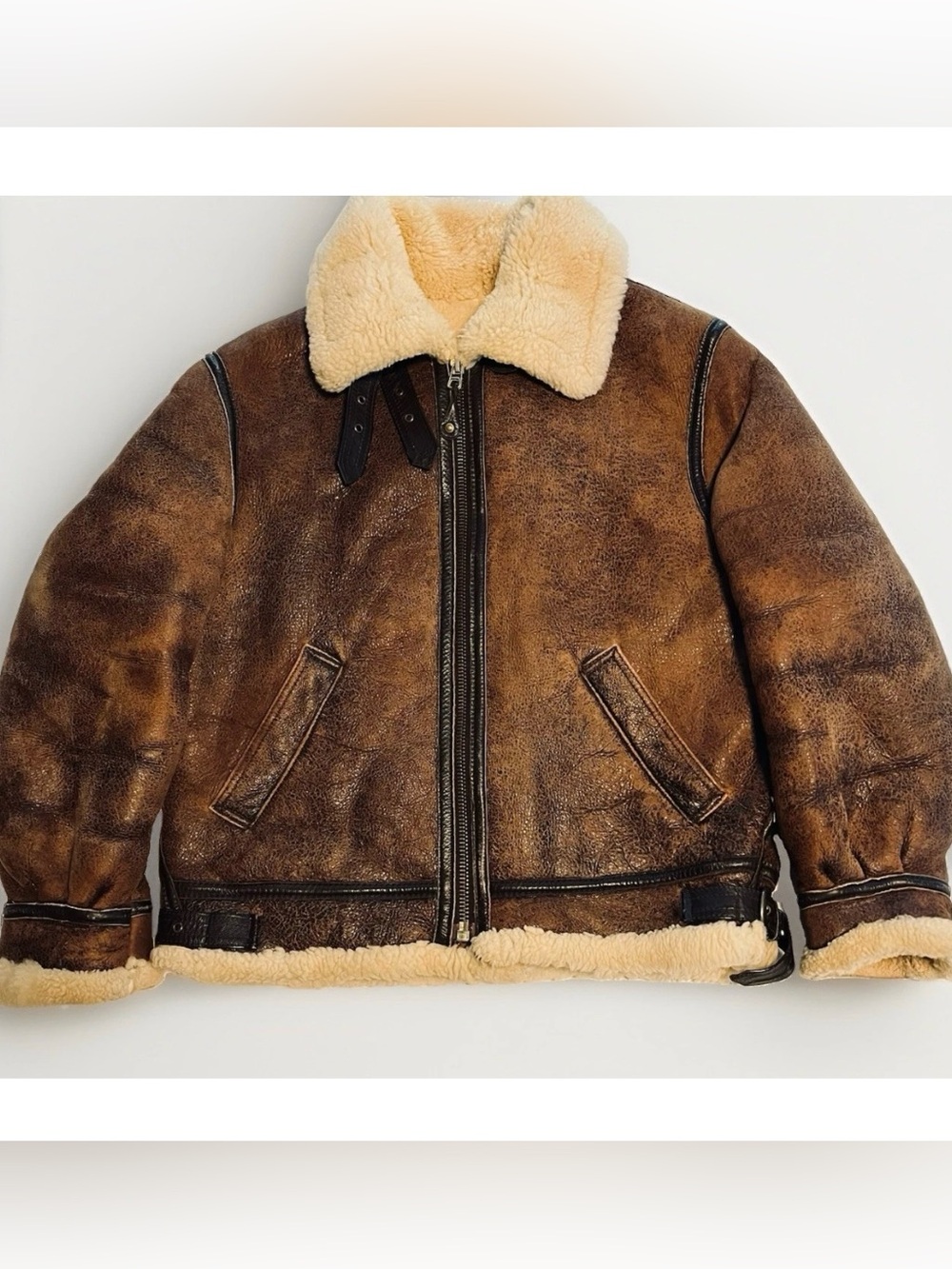 Schott NYC 257SX B-3 Sheepskin Shearling Bomber Jacket Men’s Large WWII